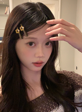 2个装 韩系水钻花朵发夹小号鸭嘴夹化妆夹发卡边夹精致感少女发饰