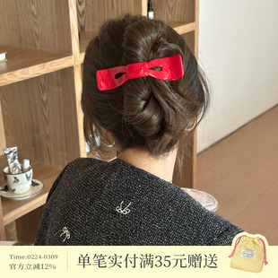 南韩博主!一字蝴蝶结亚克力抓夹高质感大号鸭嘴盘发夹后脑勺发卡