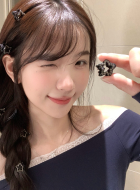 2个装 黑色系水钻星星抓夹小号刘海夹女精致侧边夹子发卡发饰2026