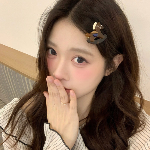 质感醋酸木马小熊发夹鸭嘴夹可爱少女碎发刘海夹樱桃发卡边夹发饰