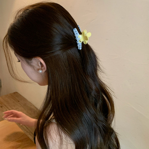 精致醋酸花朵抓夹小号发抓半扎盘发夹子后脑勺鲨鱼夹韩系发饰新款