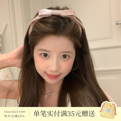 超美！丝光缎带飘带蝴蝶结发箍芭蕾风高颅顶头箍公主风轻奢发饰品