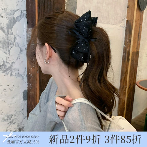 气质波点蝴蝶结香蕉夹扭扭夹韩系抓夹女高级感发量多发夹半扎发饰