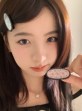 韩系少女感波点鸭嘴夹法式复古花边夹子头饰发夹侧边刘海夹发饰品