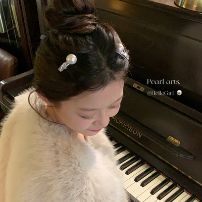 古堡甜心！锆石水钻珍珠发夹鸭嘴夹精致设计感星球发卡边夹发饰