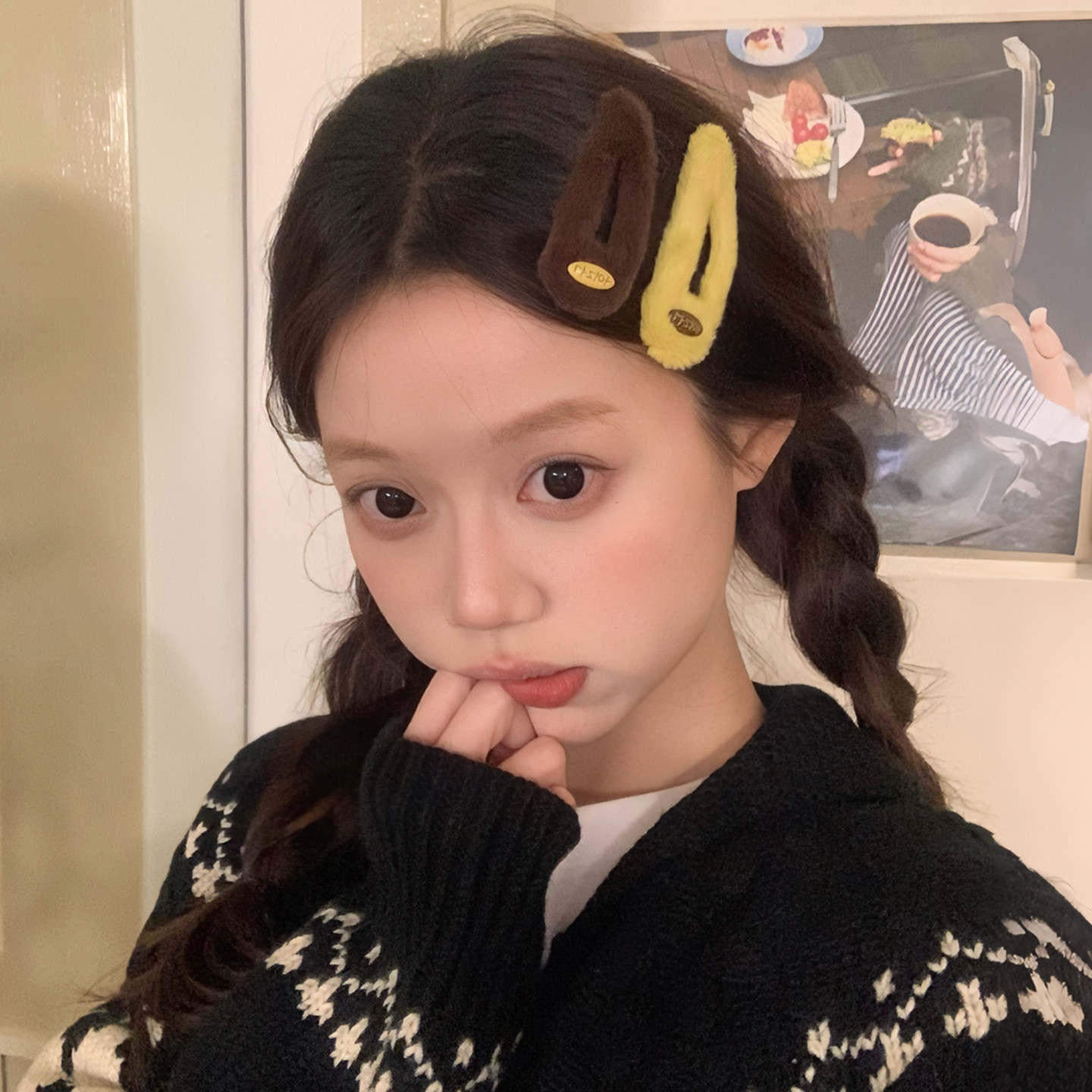 糖果色毛绒绒发夹韩系撞色刘海夹毛毛发卡女网红气质边夹碎发夹子