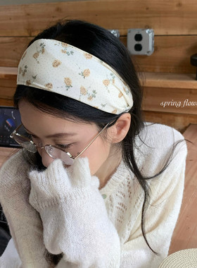 韩女Flower~轻盈感雪纺碎花发箍宽边高颅顶头箍压发发卡韩系发饰