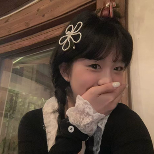 古早感~大号珍珠花朵发夹刘海夹复古镂空花朵鸭嘴夹边夹发卡发饰