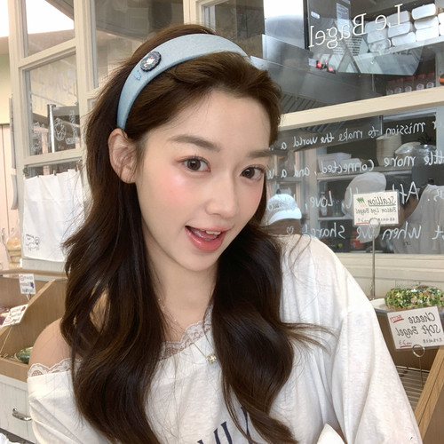 饼干KT！韩系牛仔宽边发箍甜美百搭压发头箍日常外戴发饰2026新款