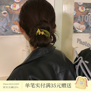 韩系复古撞色小马发绳个性设计感发圈高弹力扎马尾皮筋基础发饰品