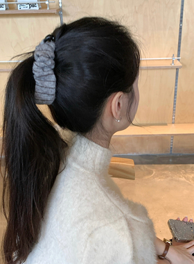 韩系高级感针织条纹香蕉夹增高马尾竖夹发卡后脑勺发饰百搭头饰品