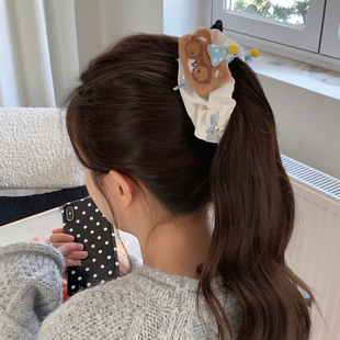 可爱少女心小熊土豆玩偶香蕉夹韩系饱满后脑勺高马尾夹竖夹扭扭夹
