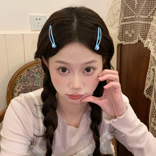 奶油小花2个装！水钻花朵BB夹发卡精致碎发刘海夹甜美边夹掰掰夹