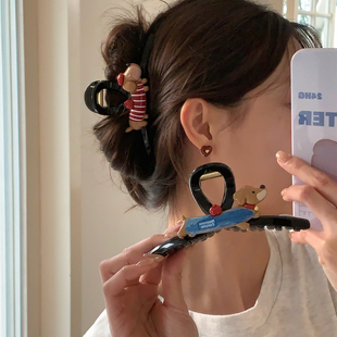 可爱亚克力腊肠小狗抓夹卡通少女心鲨鱼夹后脑勺盘发夹发量多发卡