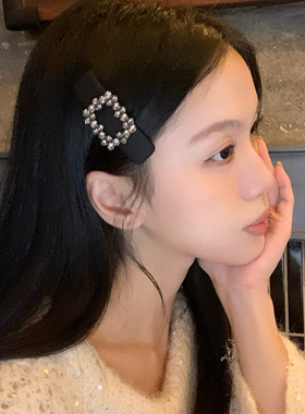 贵女范儿~轻奢灰色方钻一字发夹BB夹高级感碎发刘海夹侧边夹发卡