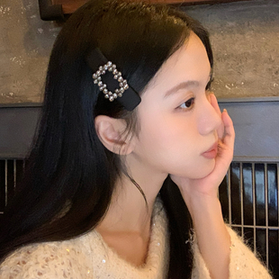 贵女范儿~轻奢灰色方钻一字发夹BB夹高级感碎发刘海夹侧边夹发卡