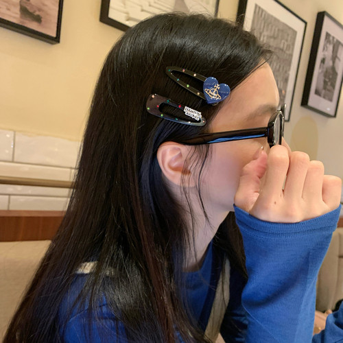 2个装 彩钻星球发夹高级感爱心刘海夹发卡女化妆夹鸭嘴夹发饰新款