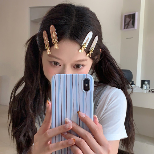 2个装 波点蝴蝶结化妆夹百搭基础刘海夹发卡前额碎发夹子边夹发饰