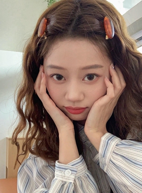 ins博主款 琥珀焦糖色系发夹侧边刘海夹边夹发卡碎发夹子发饰2023