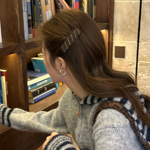 复古针织条纹发梳碎发整理神器发卡刘海夹头饰倒插梳梳子发夹发饰