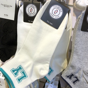 韩国进口春夏新款 ins潮牌男袜嘻哈运动风字母LY短筒棉袜透气9178