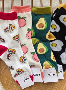 韩国进口袜子秋冬新款袜子女袜纯棉中筒袜9407