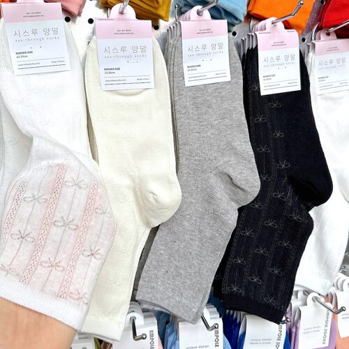 东大门春夏新品蝴蝶结长袜女kikiya百搭休闲纯色堆堆袜1286-416