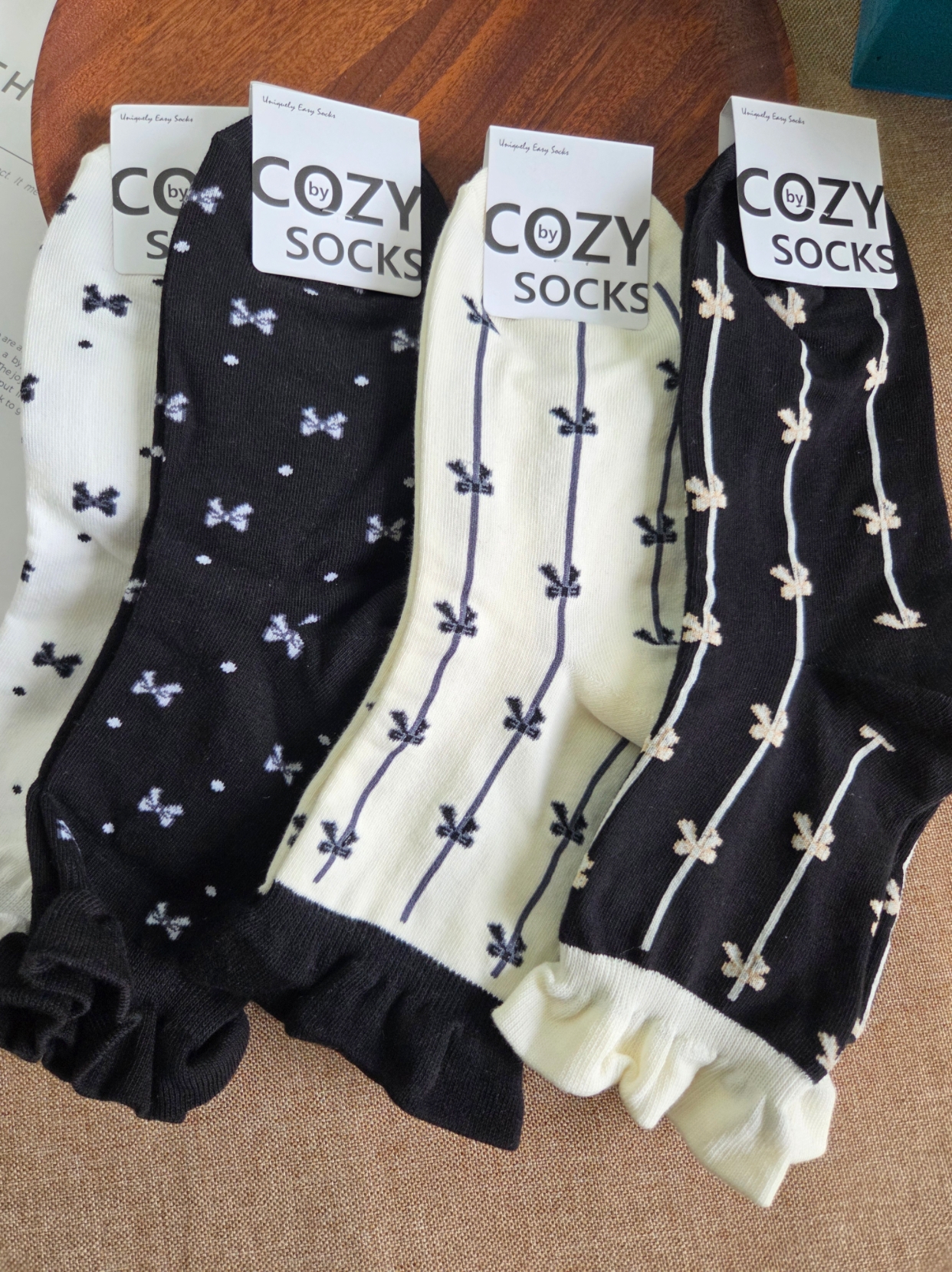 韩国进口cozy袜子新款袜子东大门蝴蝶结少女百搭时尚袜棉袜4143