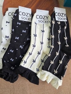 韩国进口cozy袜子新款 袜棉袜4143 袜子东大门蝴蝶结少女百搭时尚