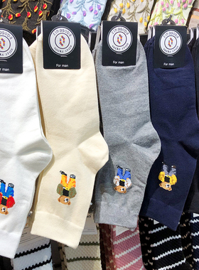 韩国进口男士袜子COMA时装小熊中筒袜英伦风商务休闲吸汗棉袜9219