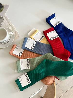 韩国ACKERMENTZ秋冬新款羊毛袜中筒女袜格调潮流保暖纯色9404