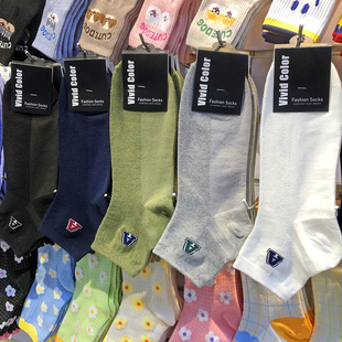 韩国vivid男士袜子春夏新款镂空网面短袜字母A吸汗透气短棉袜5095