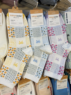 韩国kikiyasocks新款女袜东大门中筒袜蝴蝶结小花朵舒适百搭1198