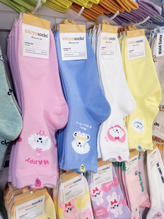 韩国kikiya女袜2825东大门新款棉袜可爱小熊中筒袜少女百搭1184
