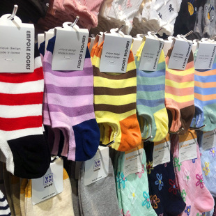 韩国进口EMPOLE船袜多巴胺拼色条纹女生防脱隐形袜春夏短棉袜6083