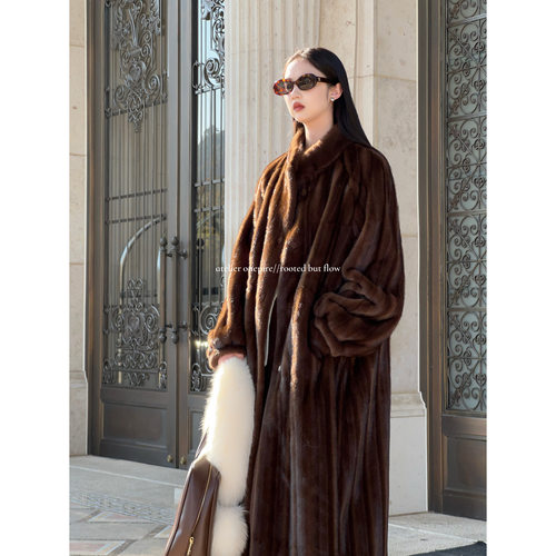 【现货】Onepire【中古典藏】帕斯条仿水貂立体廓形环保皮草大衣