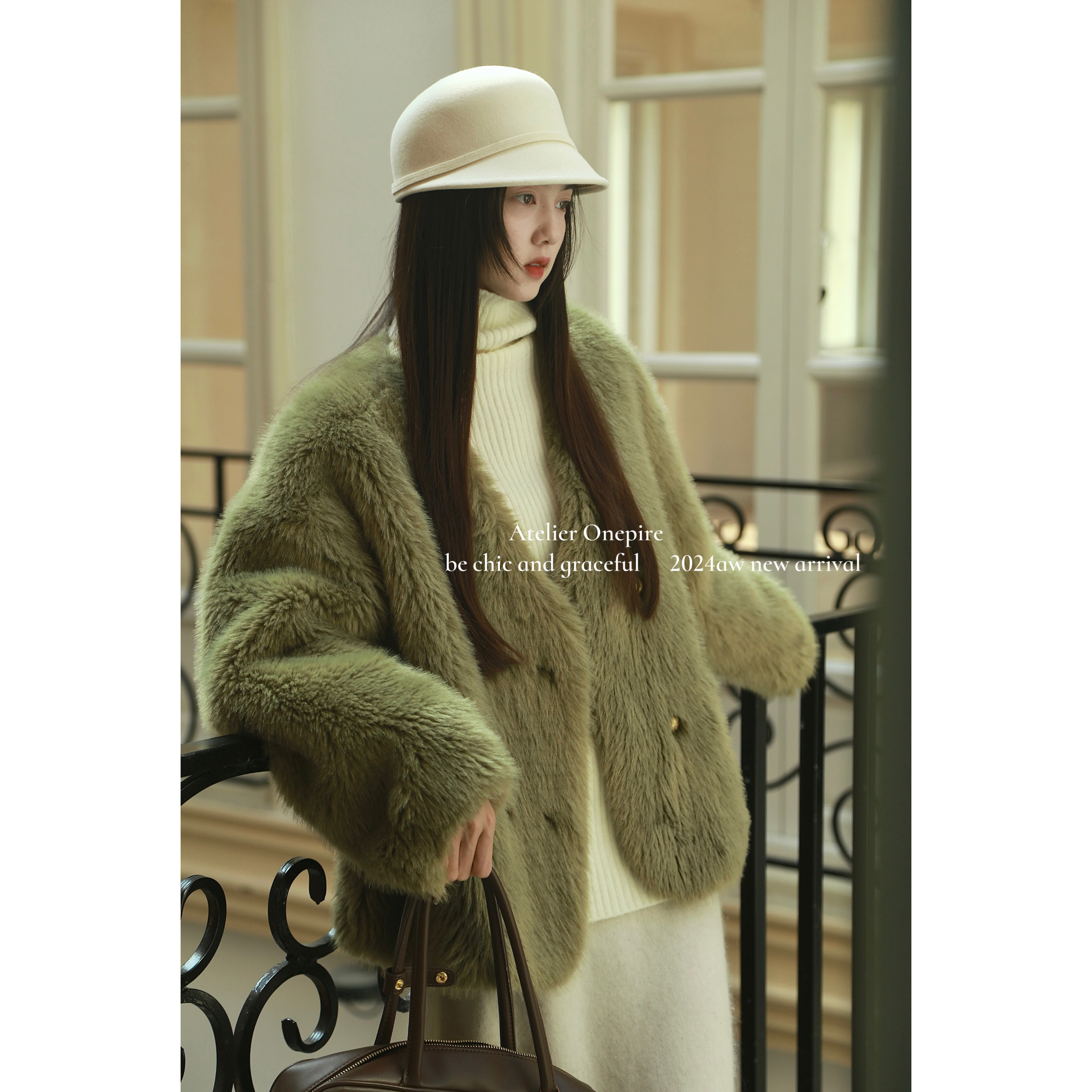 软糯细腻休闲V领皮草外套