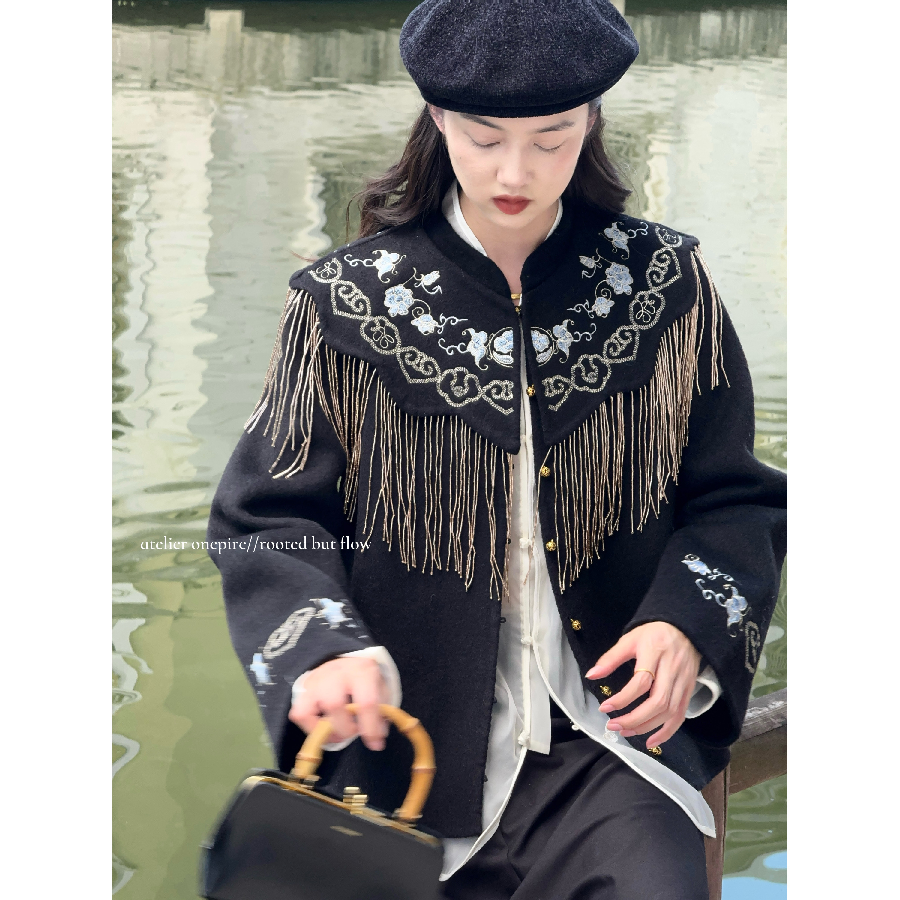 现货 Atelier|《琼华堇年》重工5w针刺绣可拆卸云肩双面呢外套