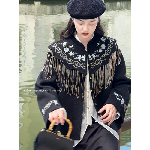 现货 Atelier|《琼华堇年》重工5w针刺绣可拆卸云肩双面呢外套