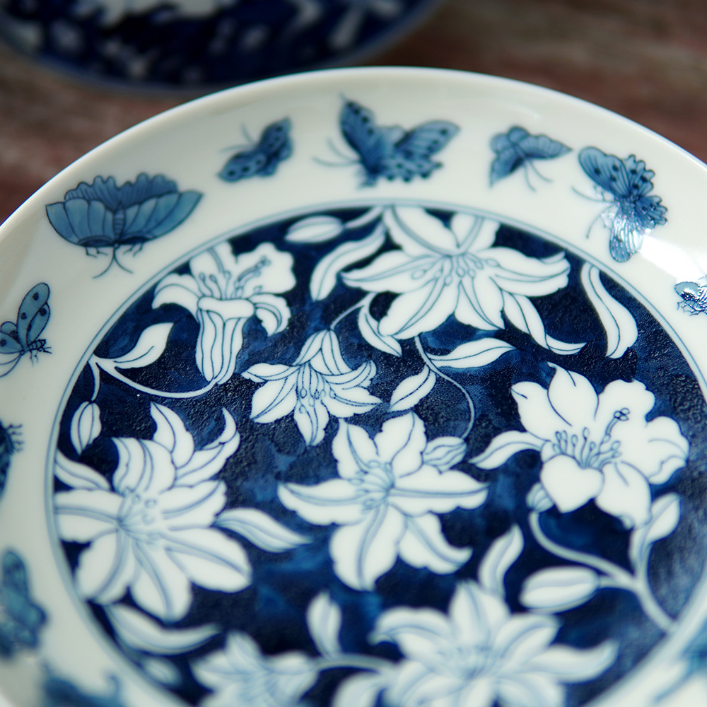 景德镇手工手绘蝴蝶百合壶承----17