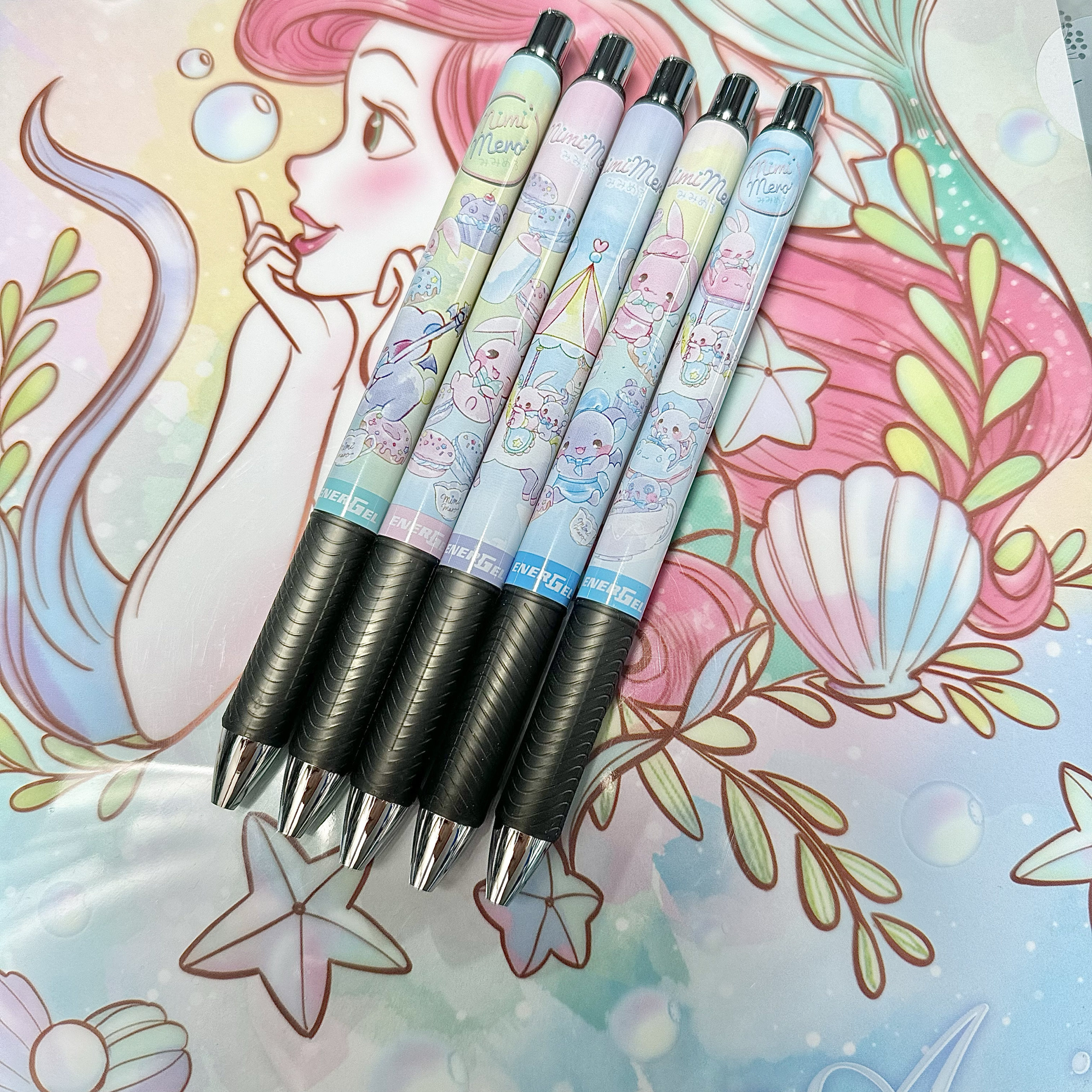 日本pentel派通米米美娜限定款bln75黑色速干中性笔新款插画0.5mm