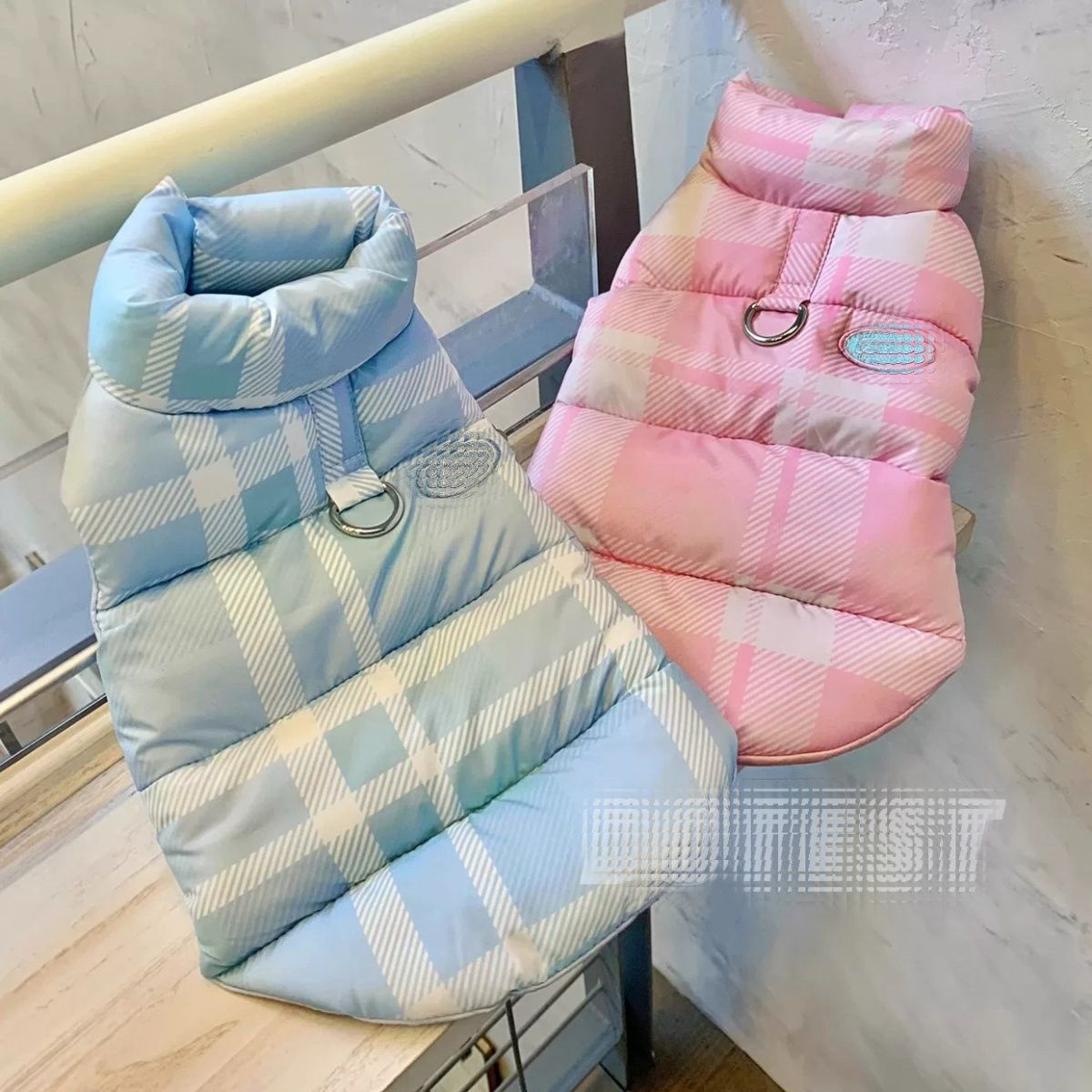 宠物棉服冬季猫狗棉衣格纹保暖棉服外套可爱加厚过冬比熊