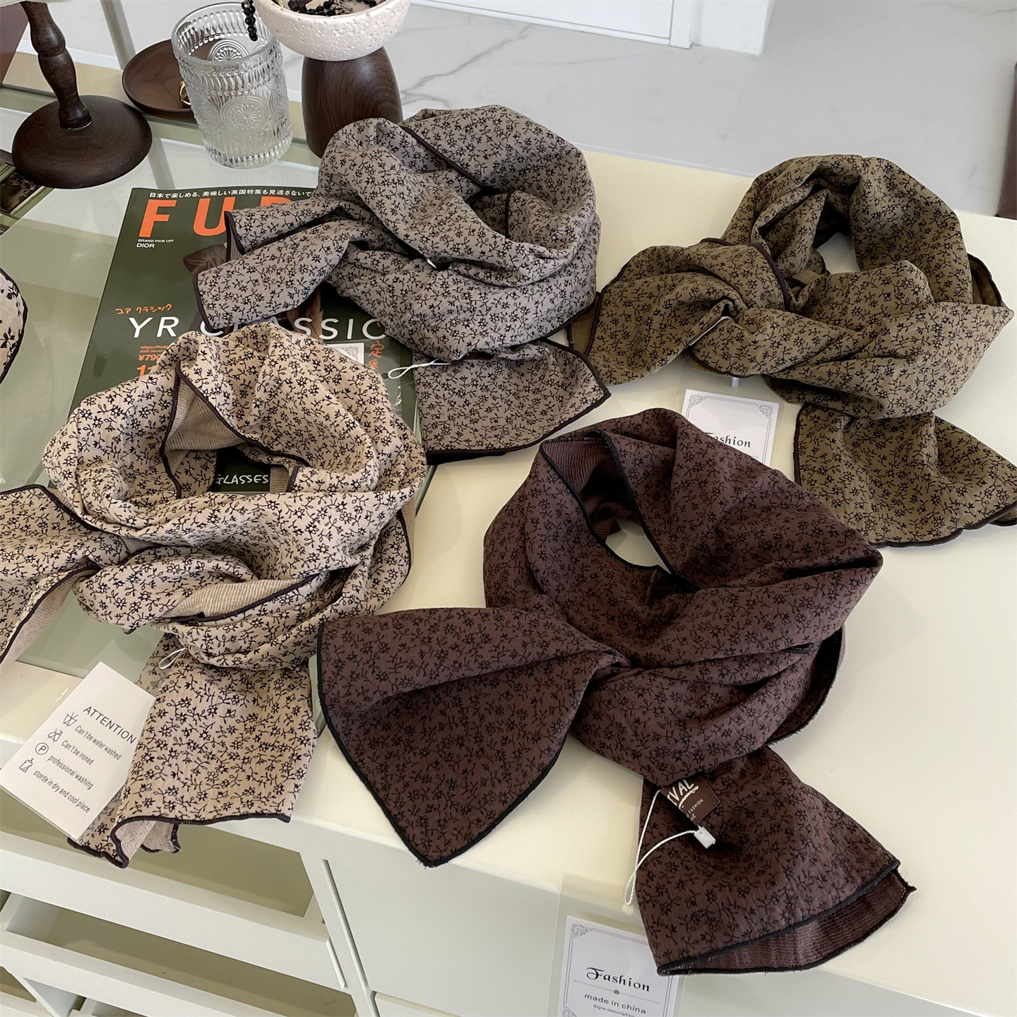 高智复古文艺棉麻碎花长围巾藤蔓春秋百搭护颈薄款丝巾大衣配饰女,服饰配件/皮带/帽子/围巾,围巾/丝巾/披肩,淘宝优惠券,粉丝福利购,淘宝优惠卷