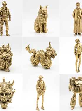 黄铜机甲高达摆件科幻机械模型潮玩收藏桌面金属工艺装饰品