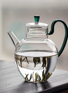 耐热玻璃仿宋执壶绿茶壶大容量茶具套装高硼硅家用茶水分离泡茶壶