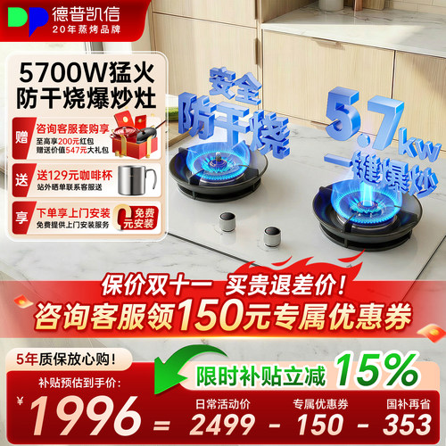 德普燃气灶双灶家用定时防干烧
