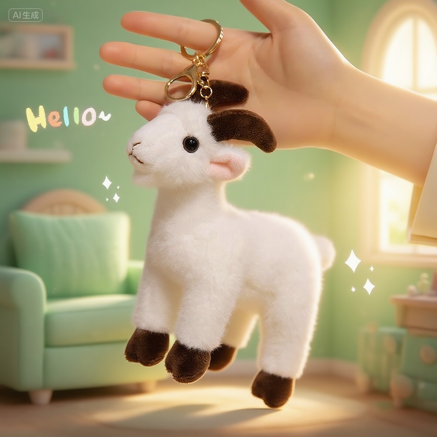 小羊玩偶毛绒玩具仿真山羊挂件女生包包儿童书包挂饰娃娃公仔