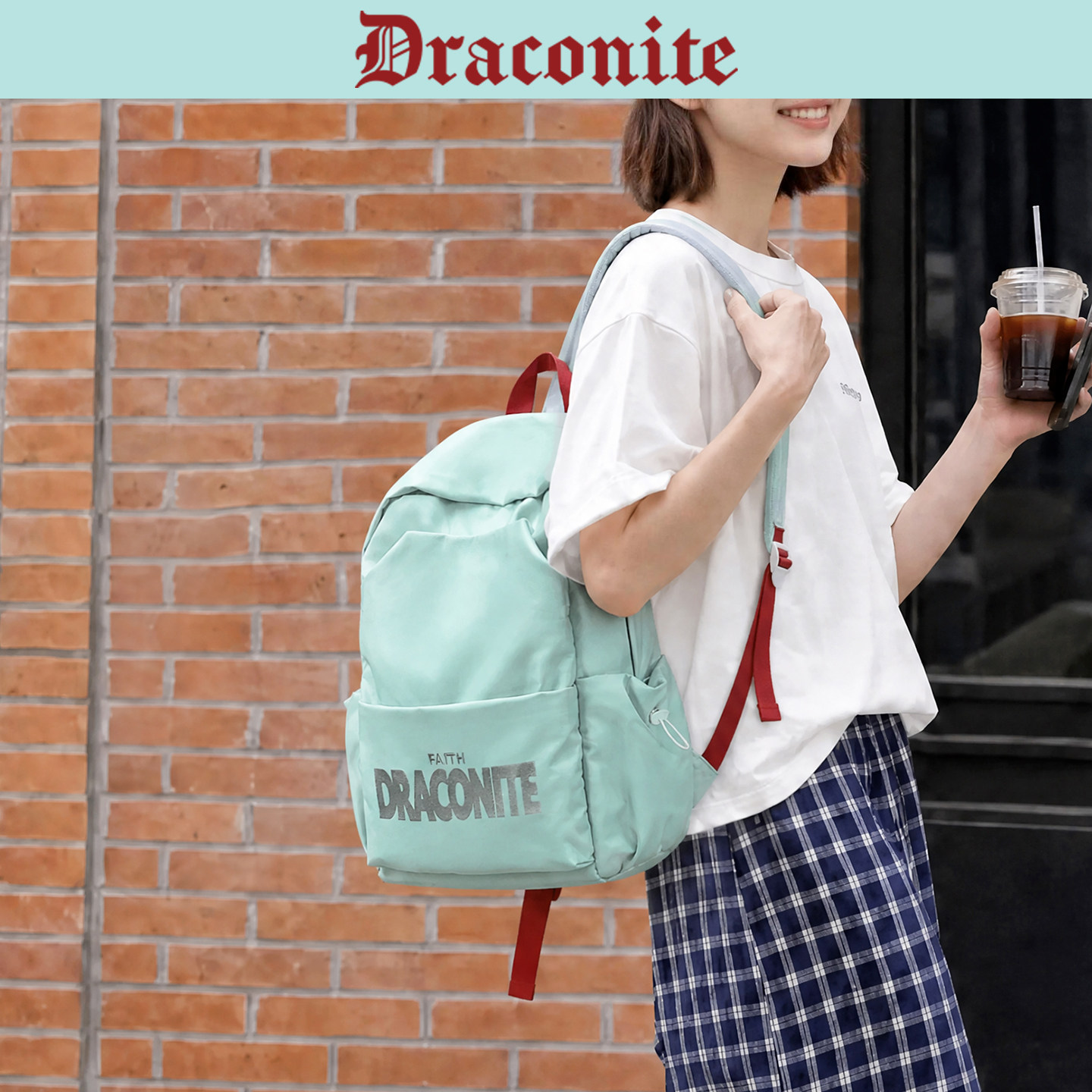 DRACONITEbuff美式包通勤书包女大学生电脑背包初中生双肩包男