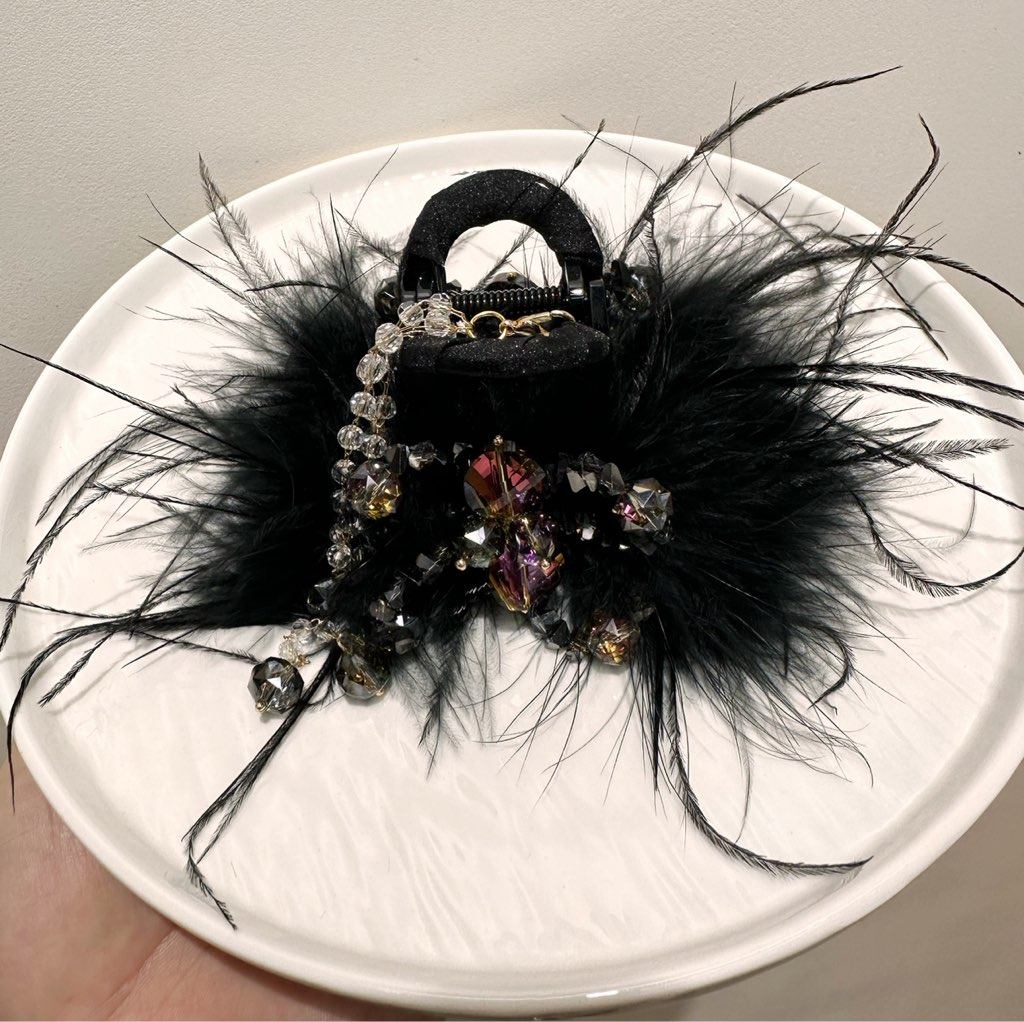 西家鸵鸟毛精品抓夹，配流苏,饰品/流行首饰/时尚饰品新,发饰,淘宝优惠券,粉丝福利购,淘宝优惠卷