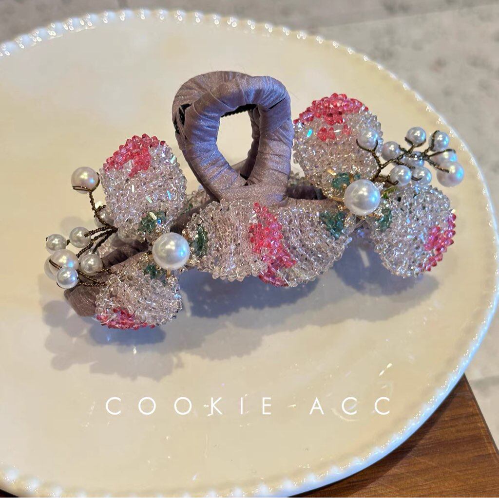 cookie饰品韩国高级感独特小众水晶钻花朵发夹女后脑勺抓夹高颜值